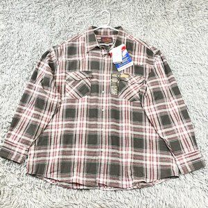 Hickory Shirt Co Men Extra Heavy Plaid Flannel Pearl Snap Black Red Gray 2XL NWT